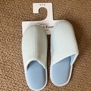 Charter Club blue quilited memory foam slippers